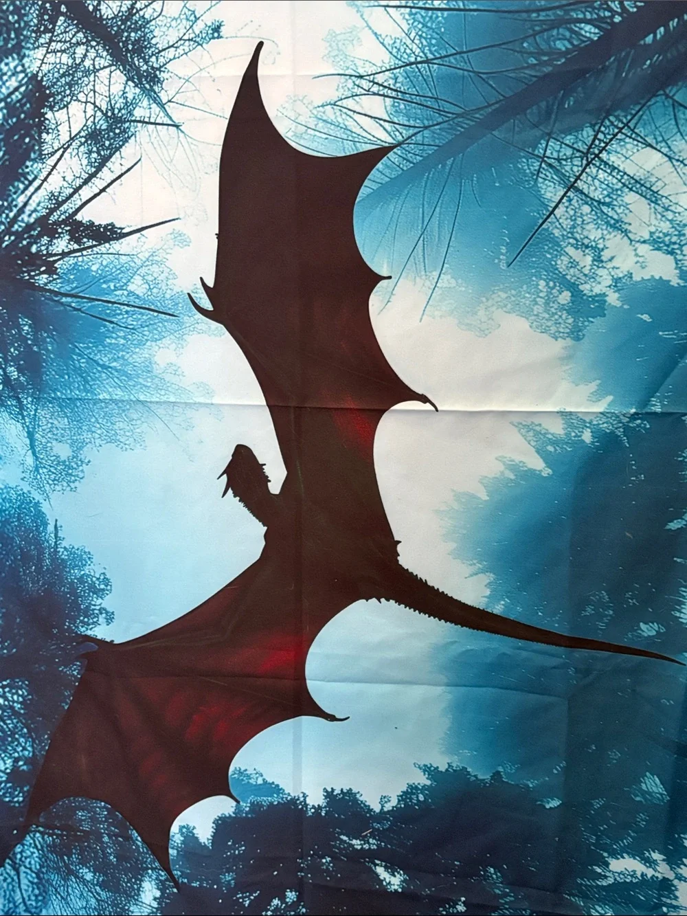 Forest Dragon Tapestry Wall Art - Teal Blue